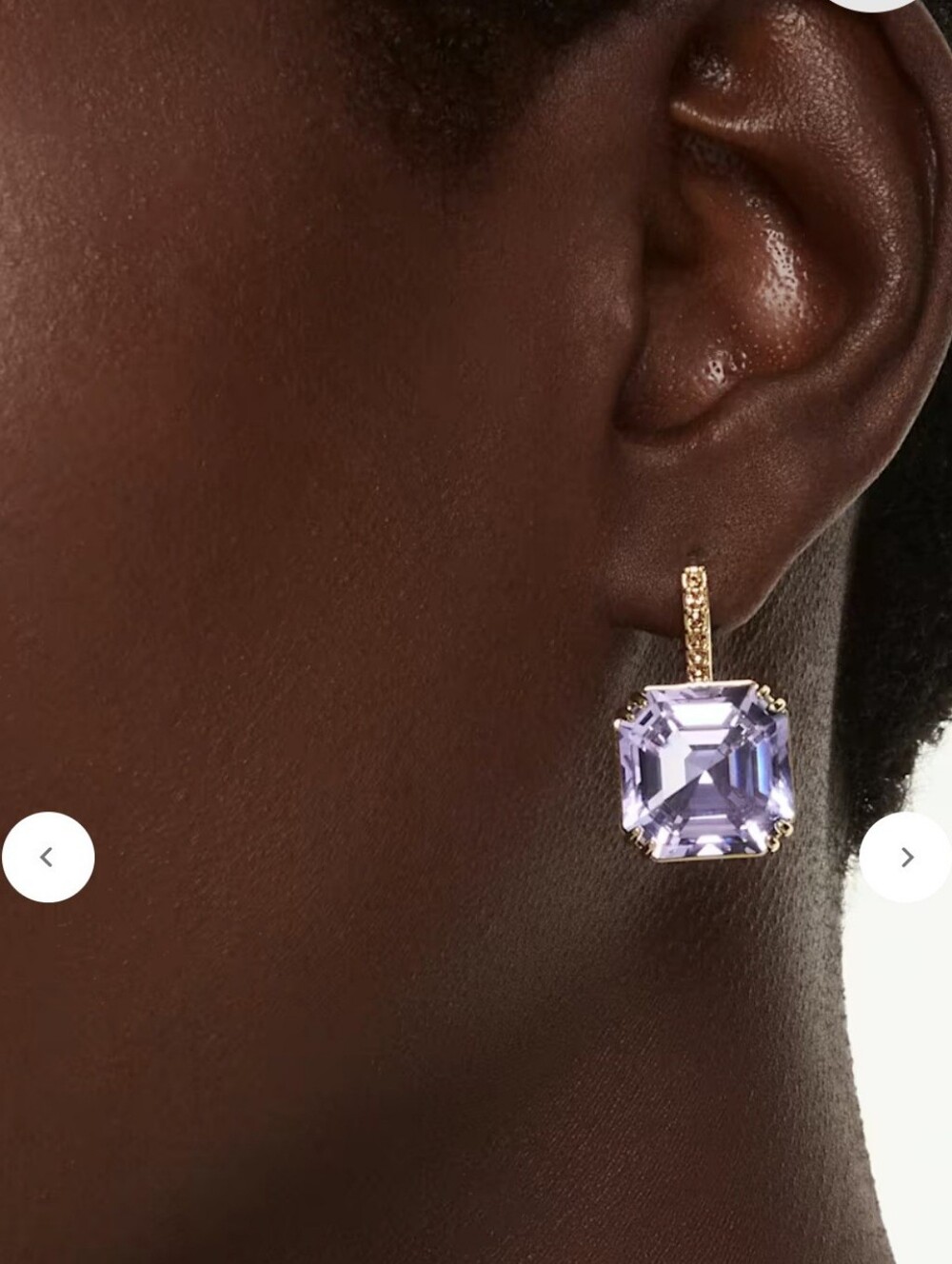 GORGEOUS SWAROVSKI Gold- FINISH MILLENIA Lavender CZ Drop Earrings - Picture 4 of 4